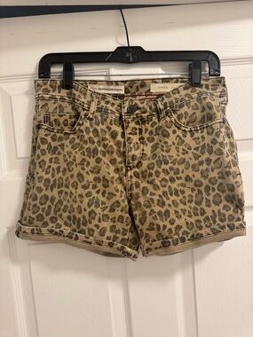 Anthropologie Leopard Print Women's Denim Shorts - Tan size 25 small